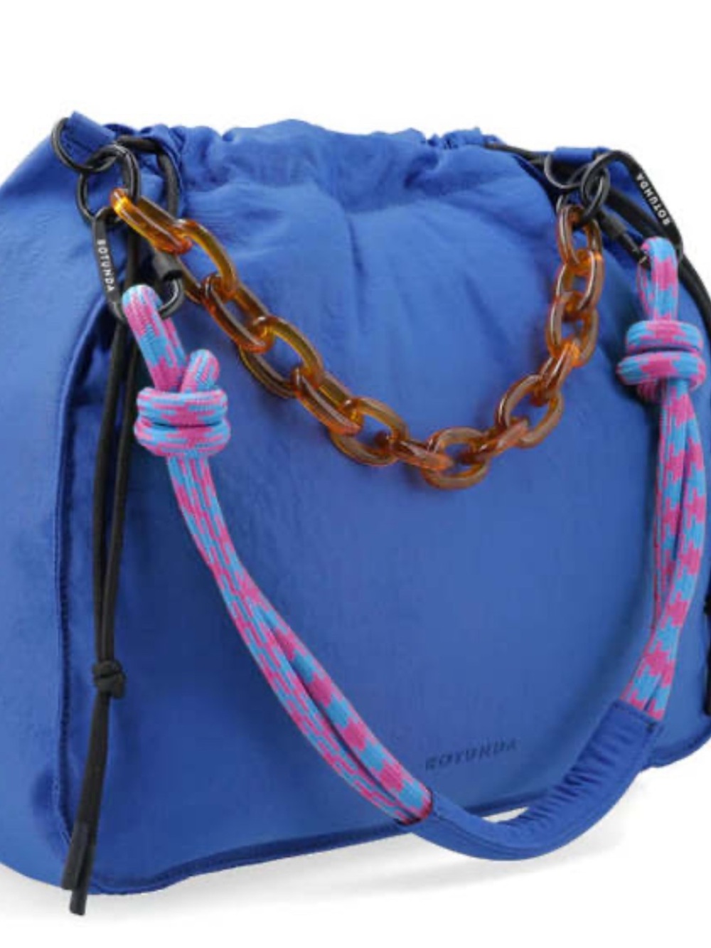 Rotunda Sant Nylon Hobo Bag with Chain & Rope Strap - Picture 2 of 7